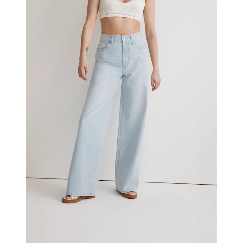 New Madewell Petite Superwide-Leg Jeans in Lafontaine Wash Women's Size 27P